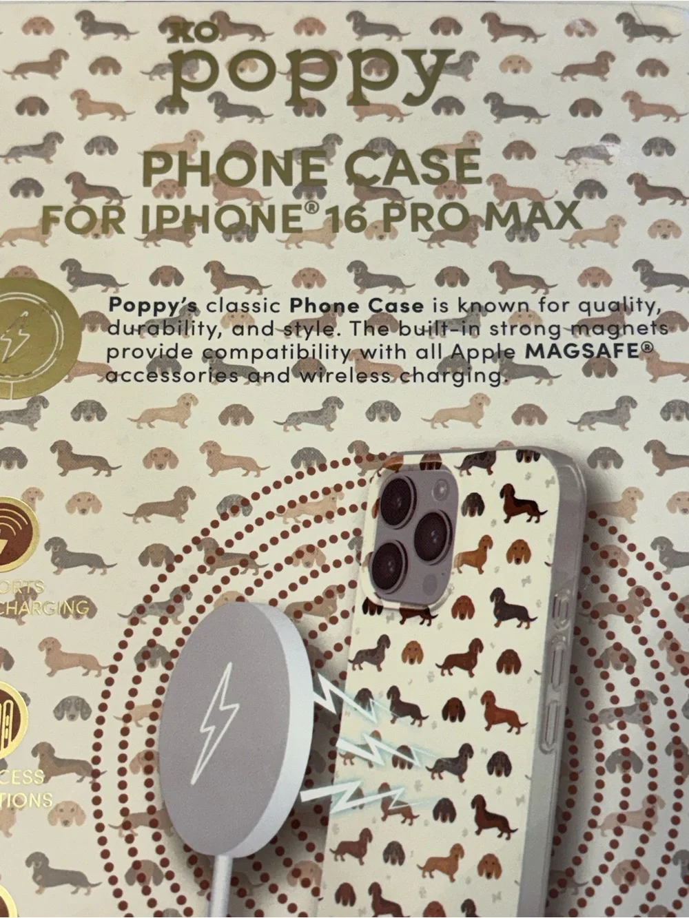 XO Poppy Dachshund iPhone 16 Pro Max Viral Phone Case. New In Box